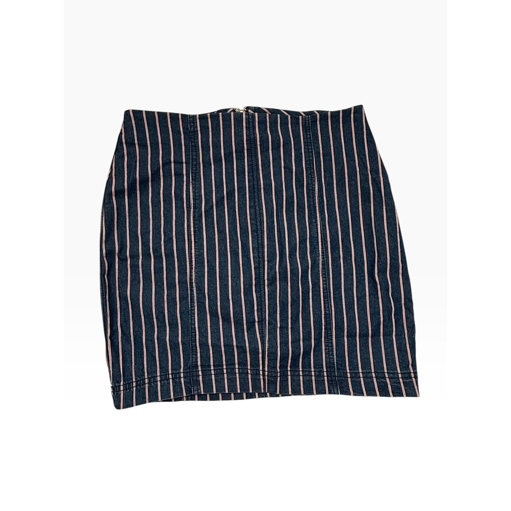 New Altar'd State Pinstripe Denim Mini Skirt Dark Indigo Red White size Small